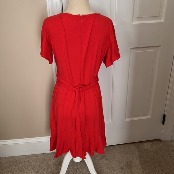 LOFT Cherry Red Tie Waist Dress - Picture 3 of 5